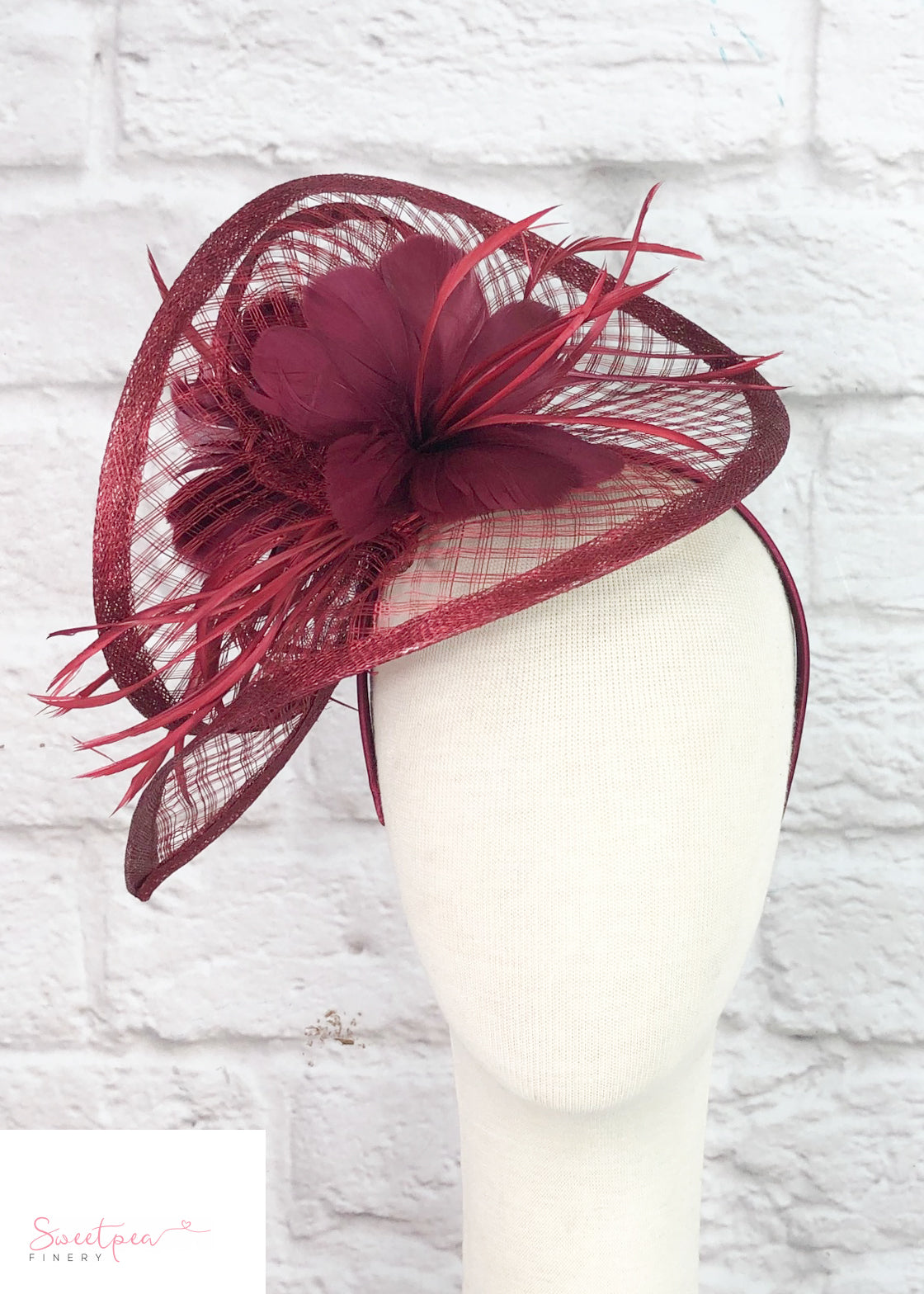 "Bella" Burgandy Fascinator