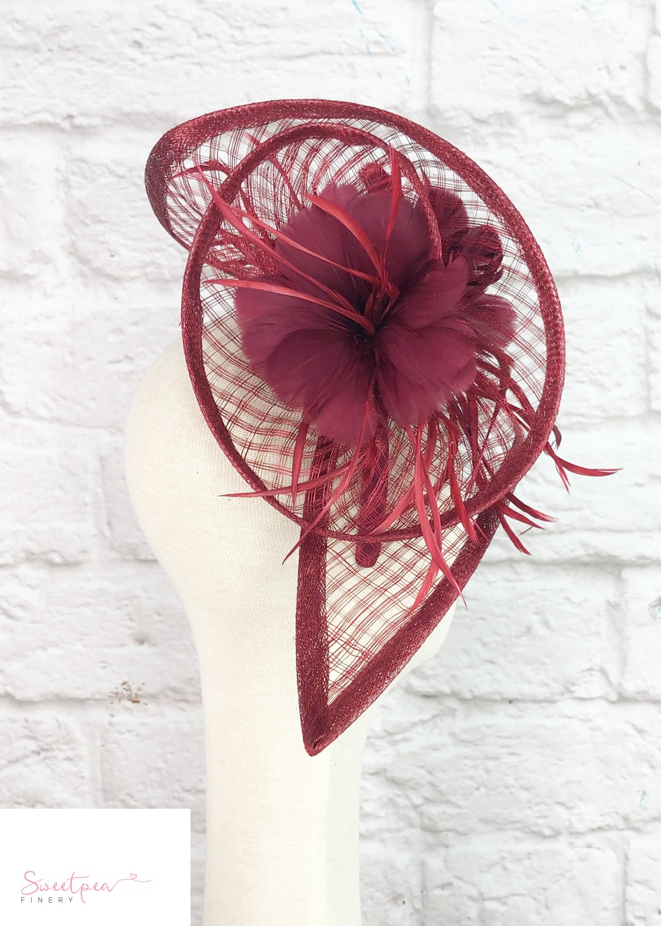 "Bella" Burgandy Fascinator