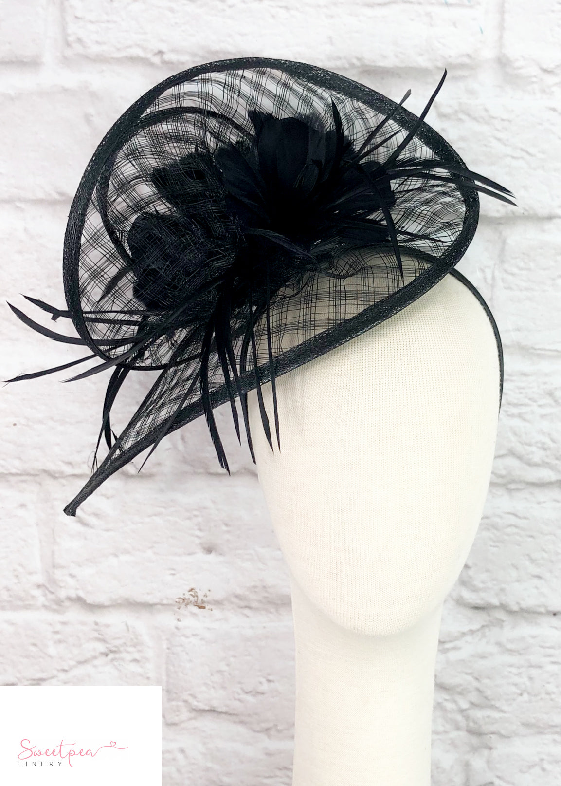 "Bella" Lattice Sinamay Black Fascinator