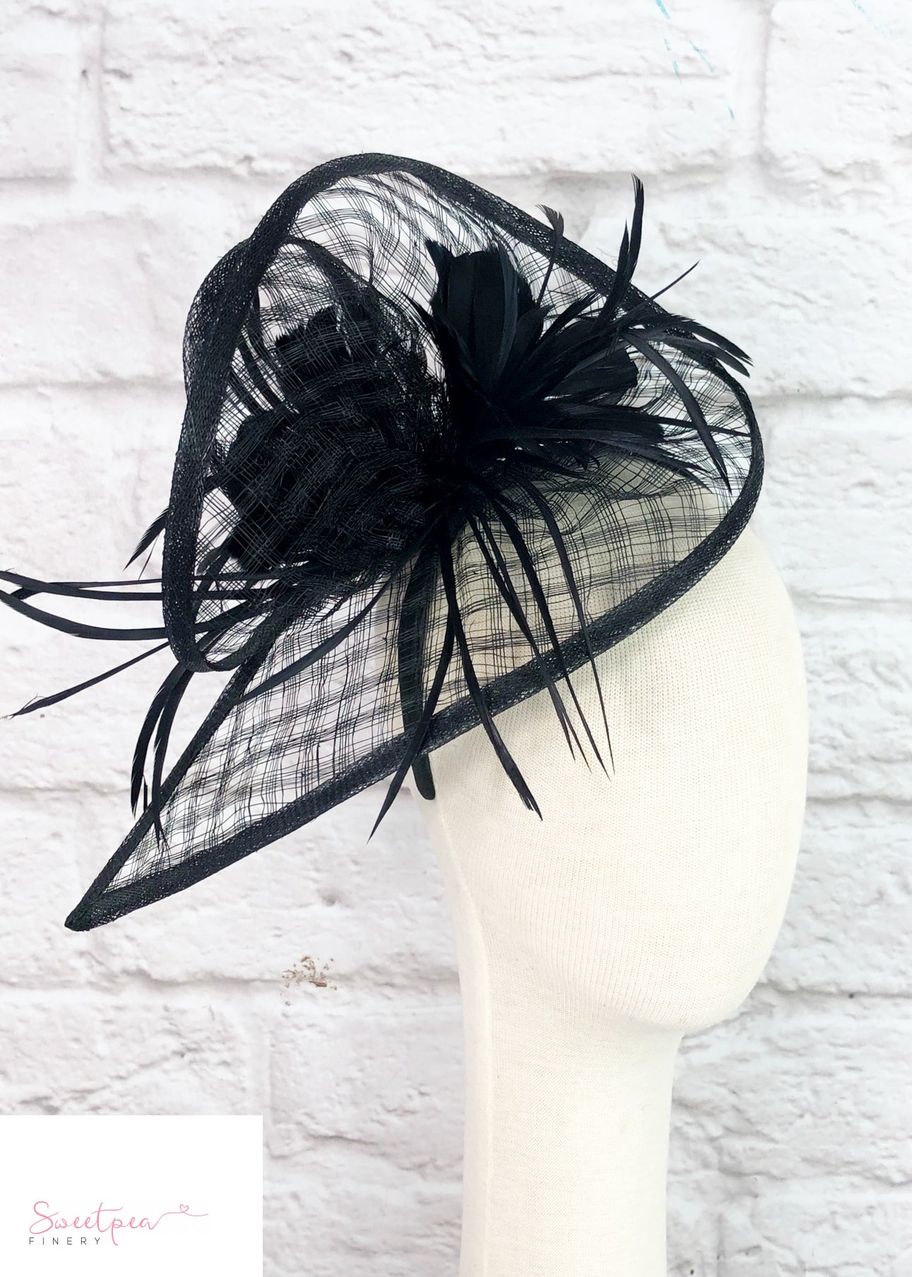"Bella" Lattice Sinamay Black Fascinator