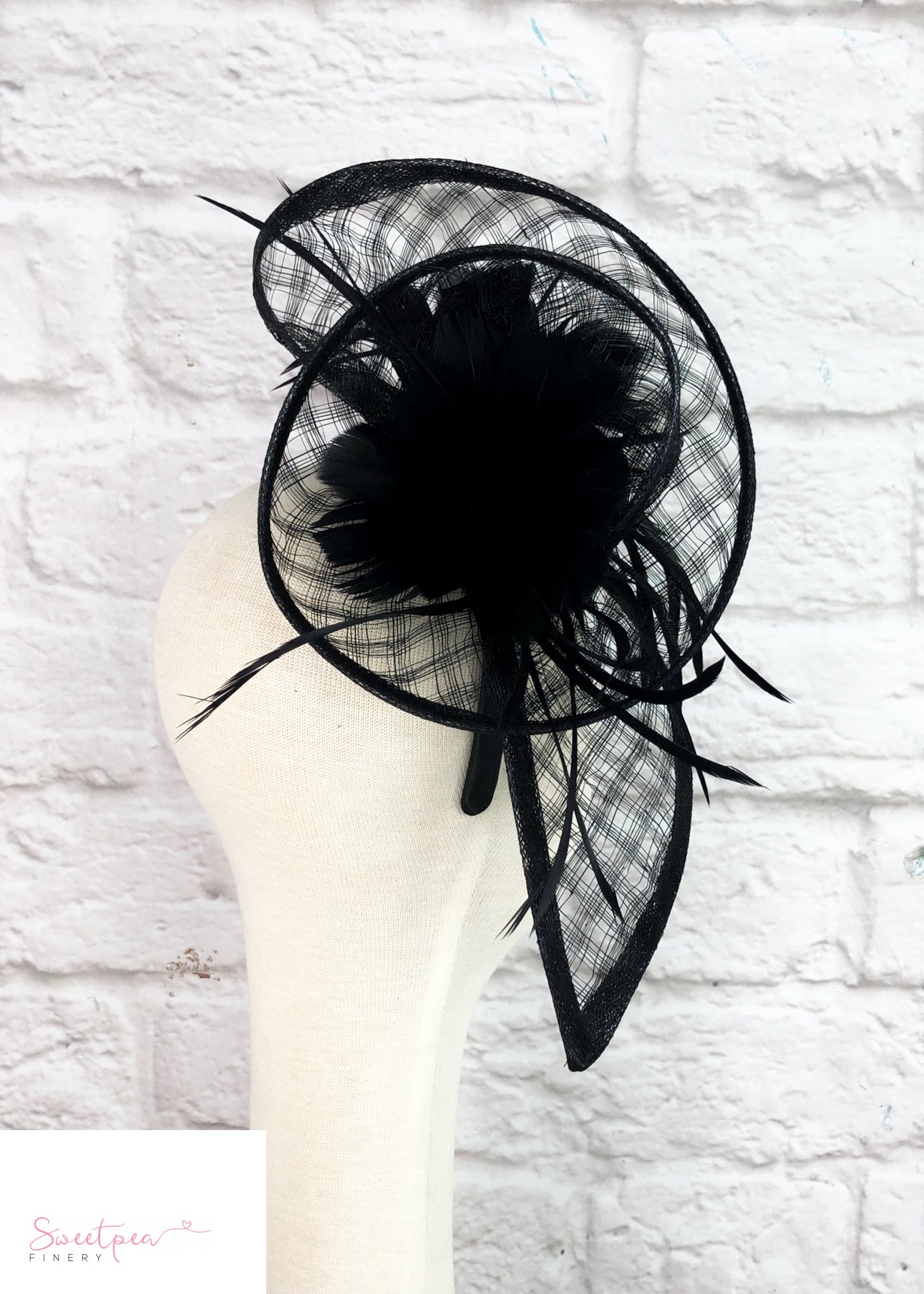 "Bella" Lattice Sinamay Black Fascinator