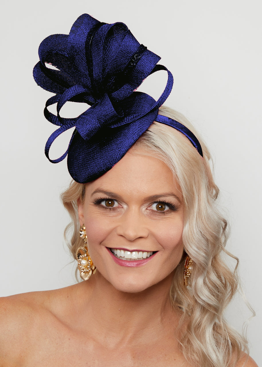"Anna" Navy Blue Fascinator