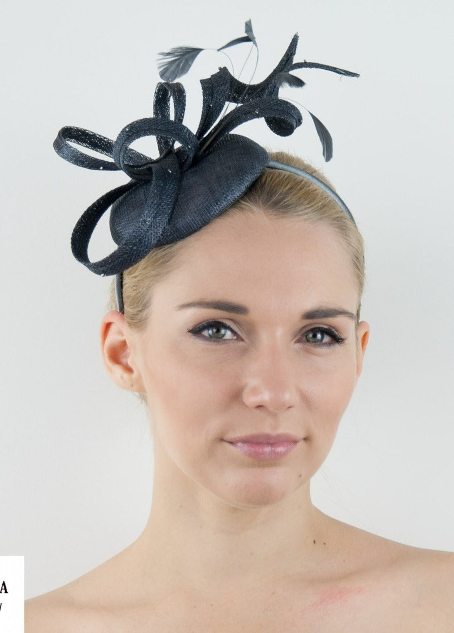 "Cassie" Charcoal Black Fascinator