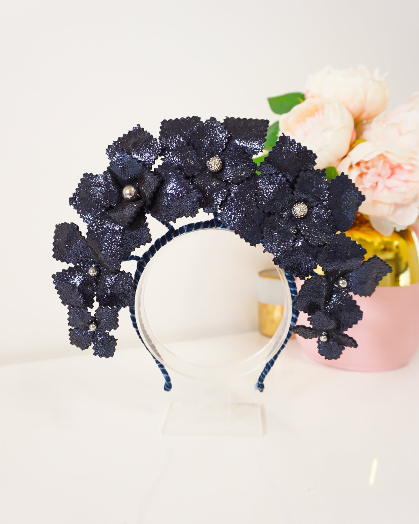 Metallic Navy Leather Crown