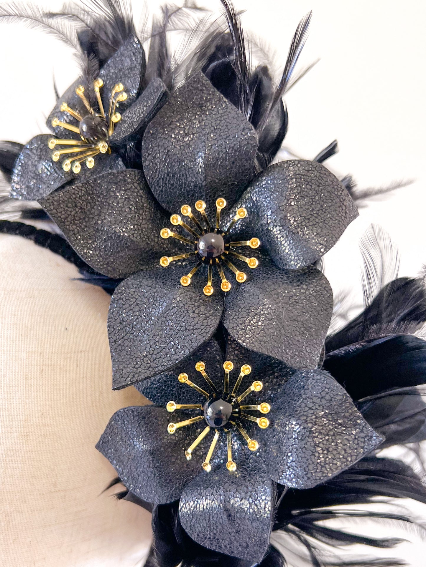 "Samantha"- Metallic Black Leather