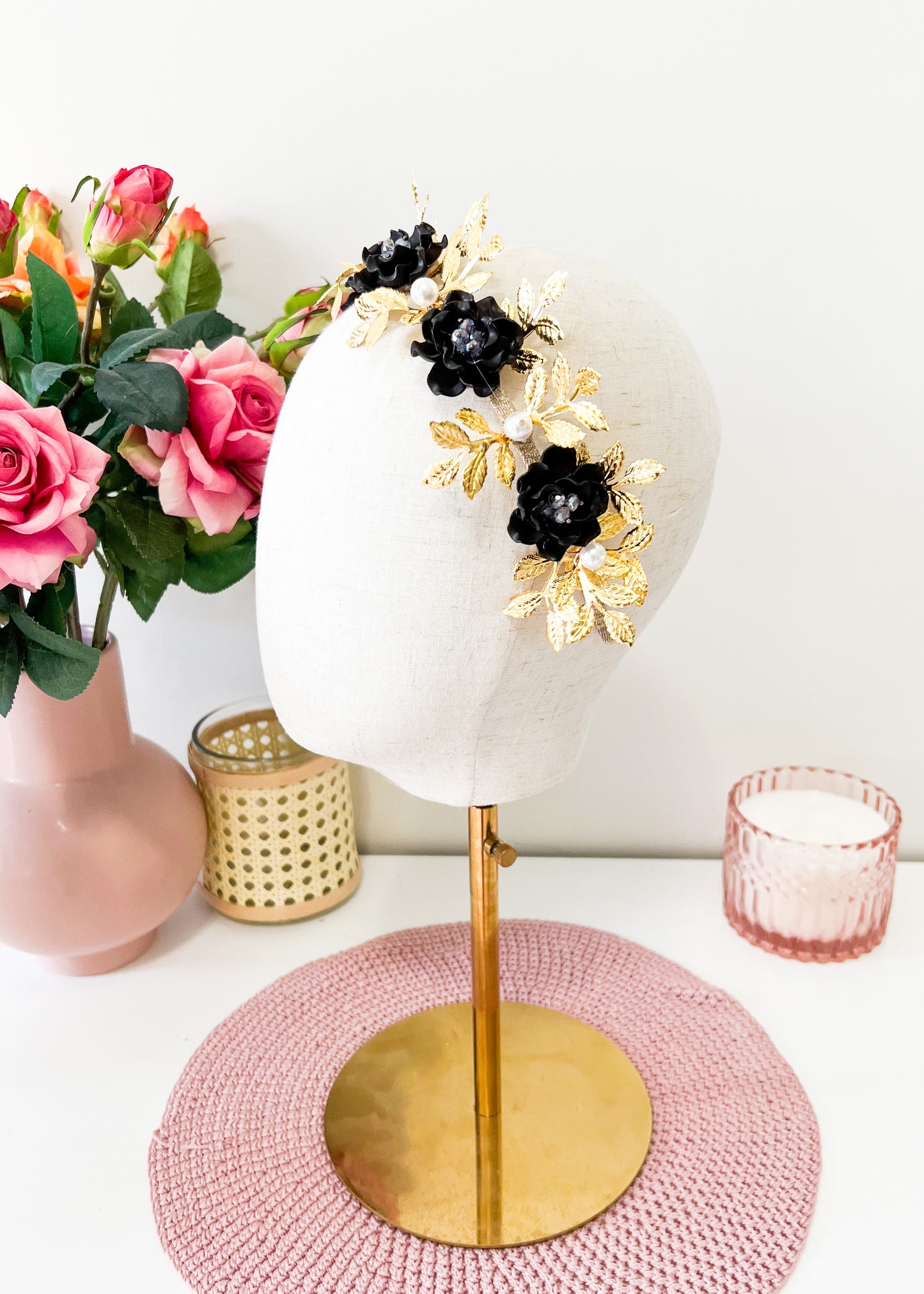 "Isla" Jewelled Crown - Black