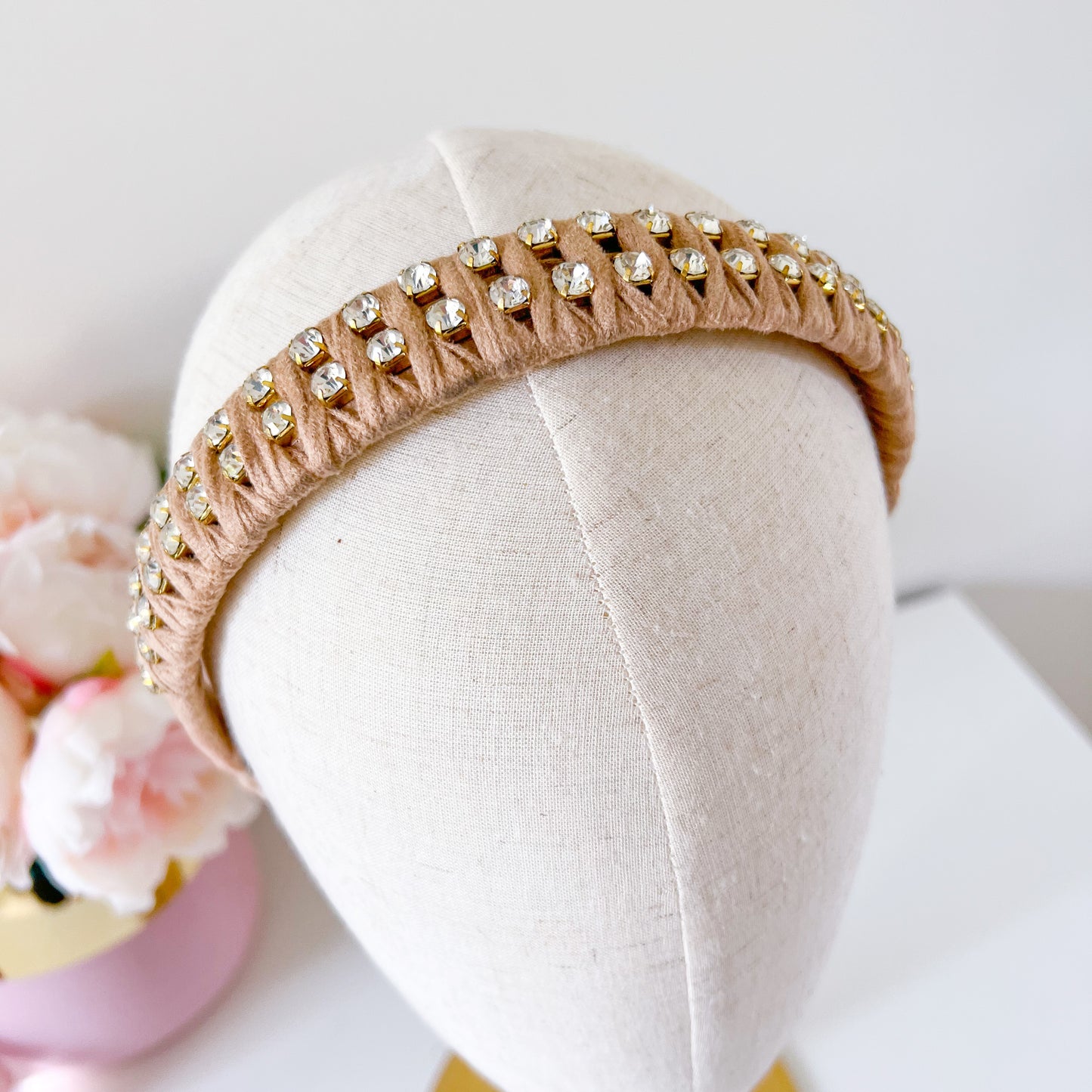 "Sally" Diamante Headband - Nude