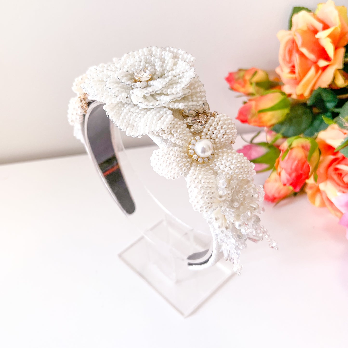 "Yasmin" Beaded Pearl Headband