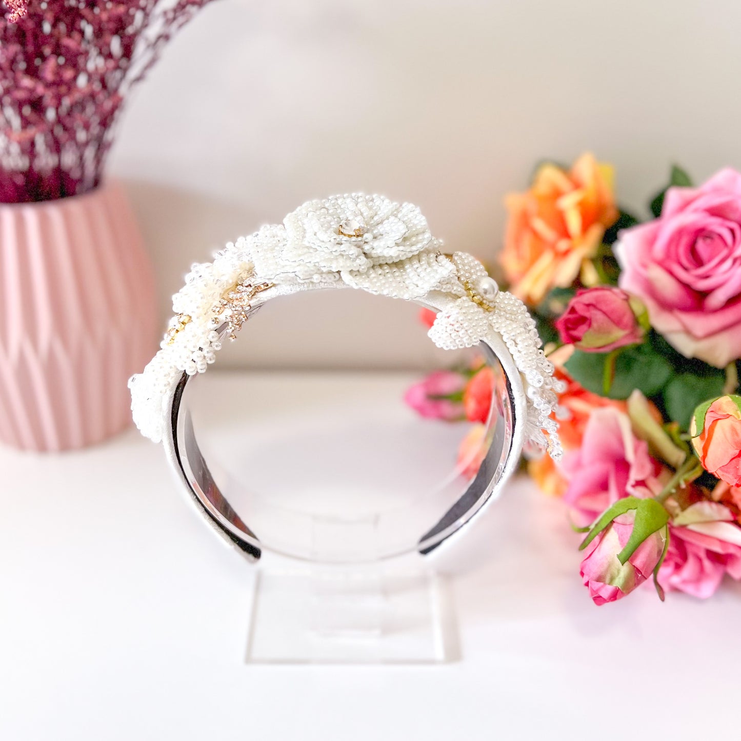 "Yasmin" Beaded Pearl Headband