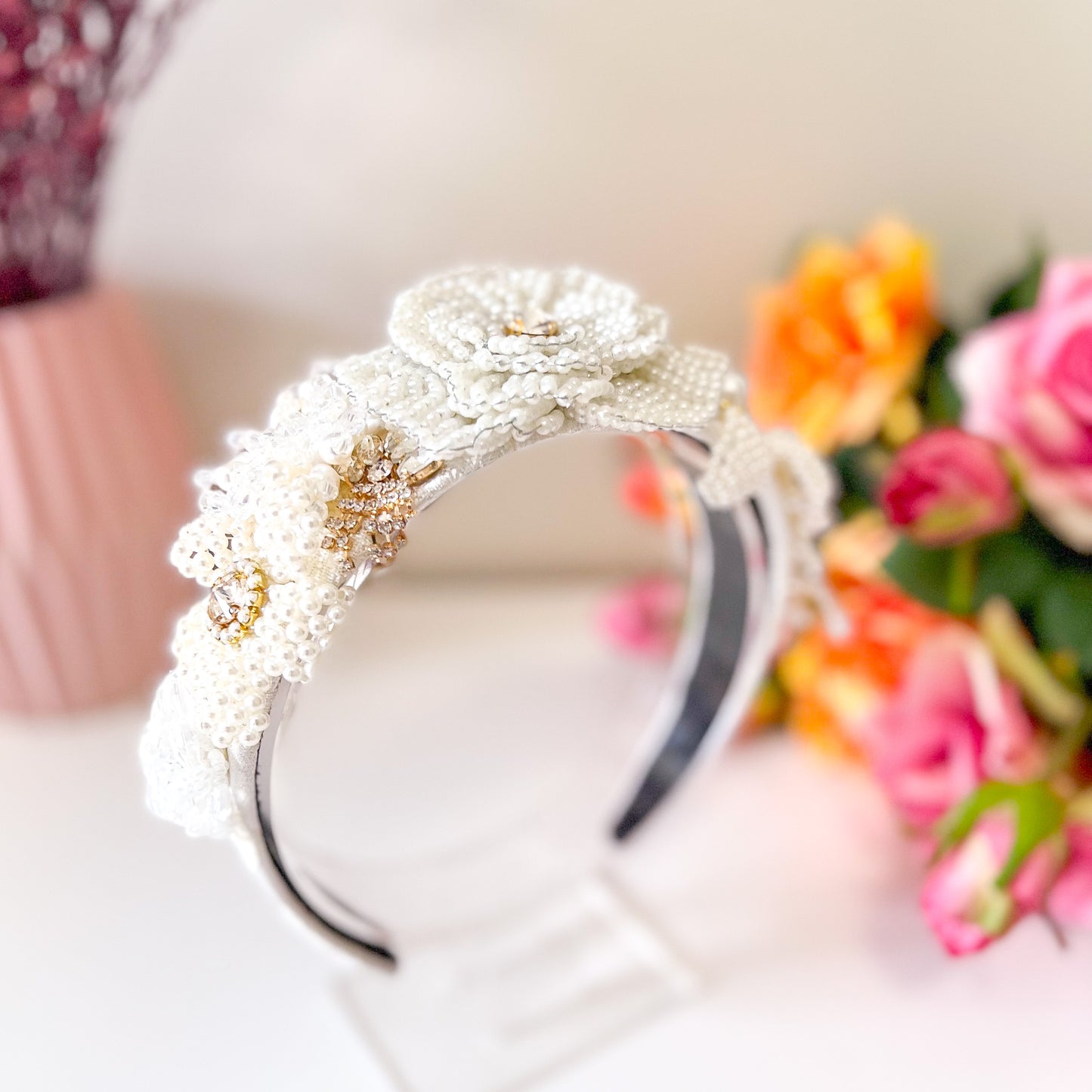 "Yasmin" Beaded Pearl Headband