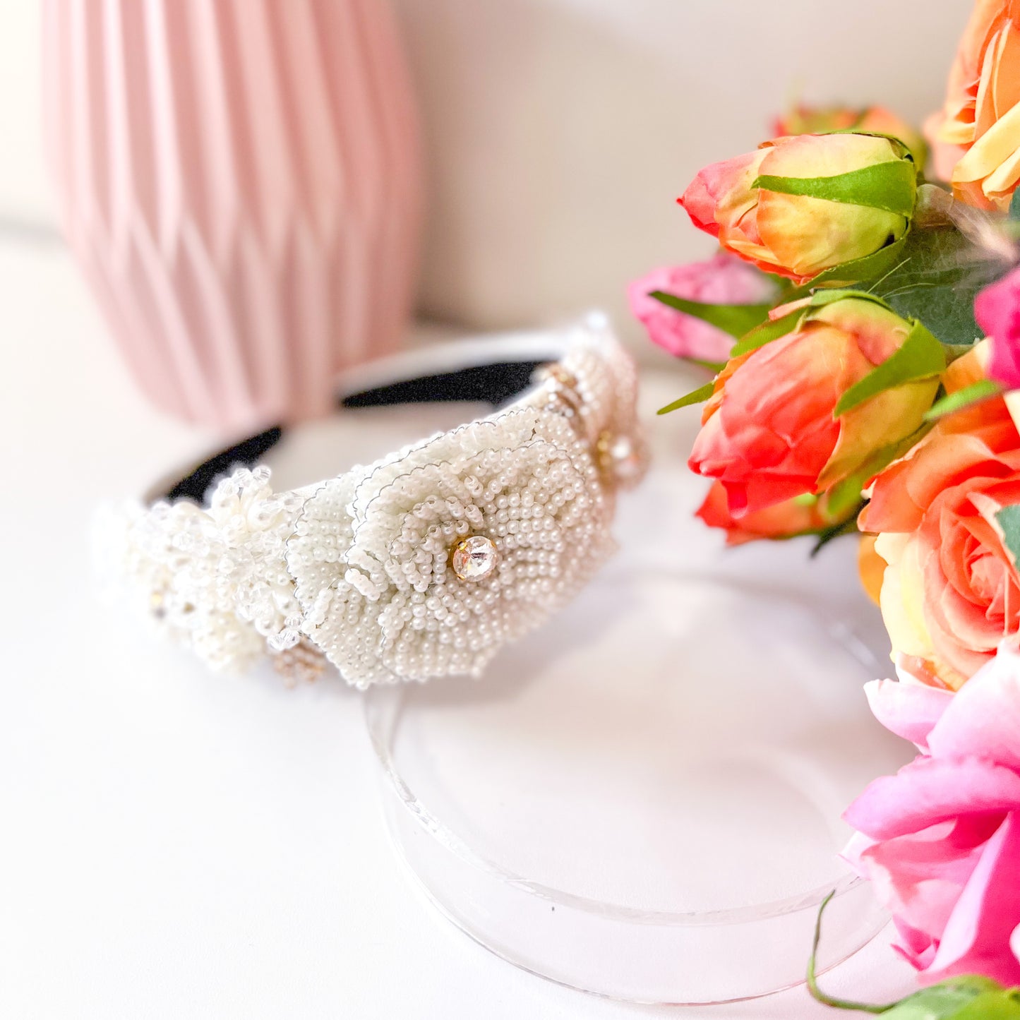 "Yasmin" Beaded Pearl Headband