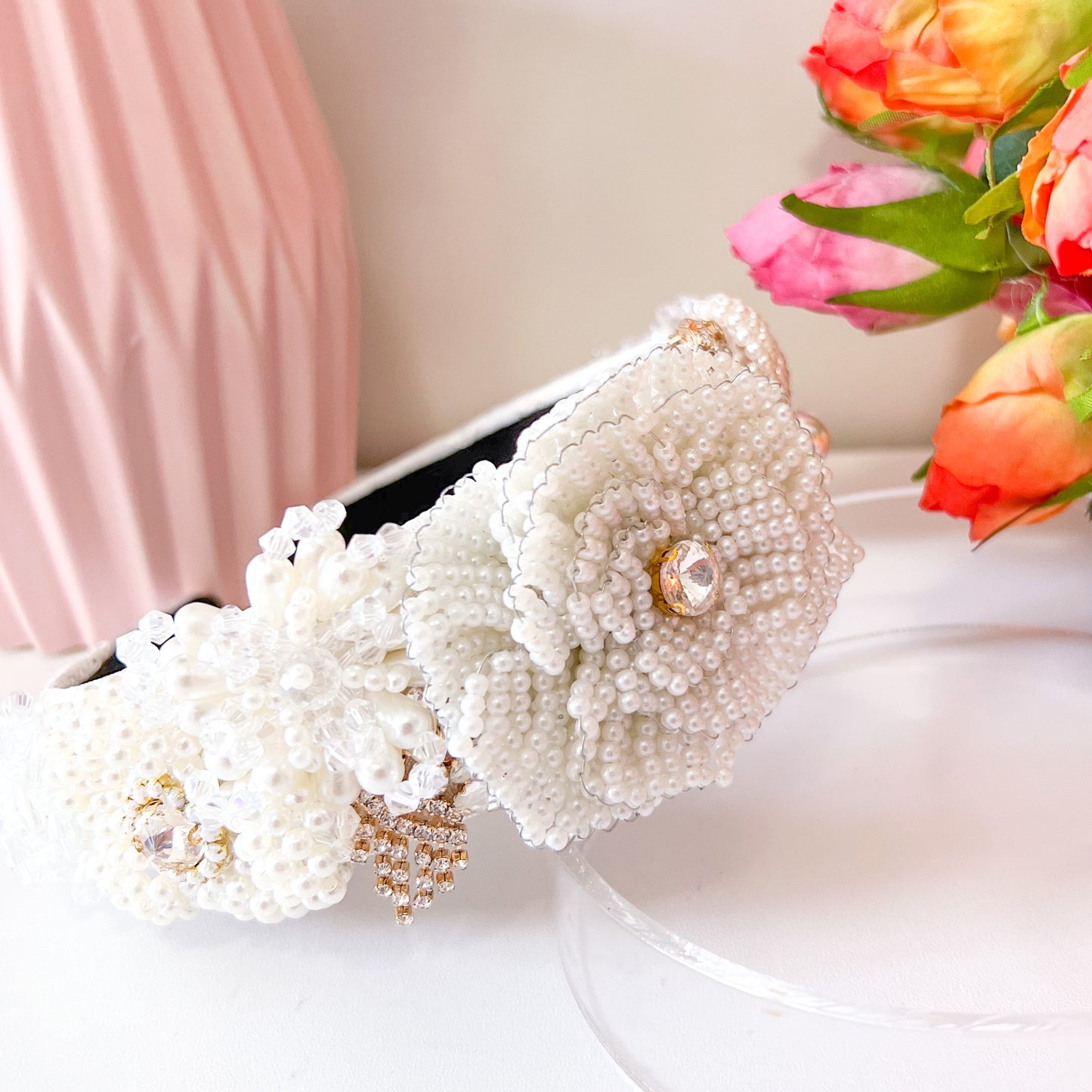 "Yasmin" Beaded Pearl Headband