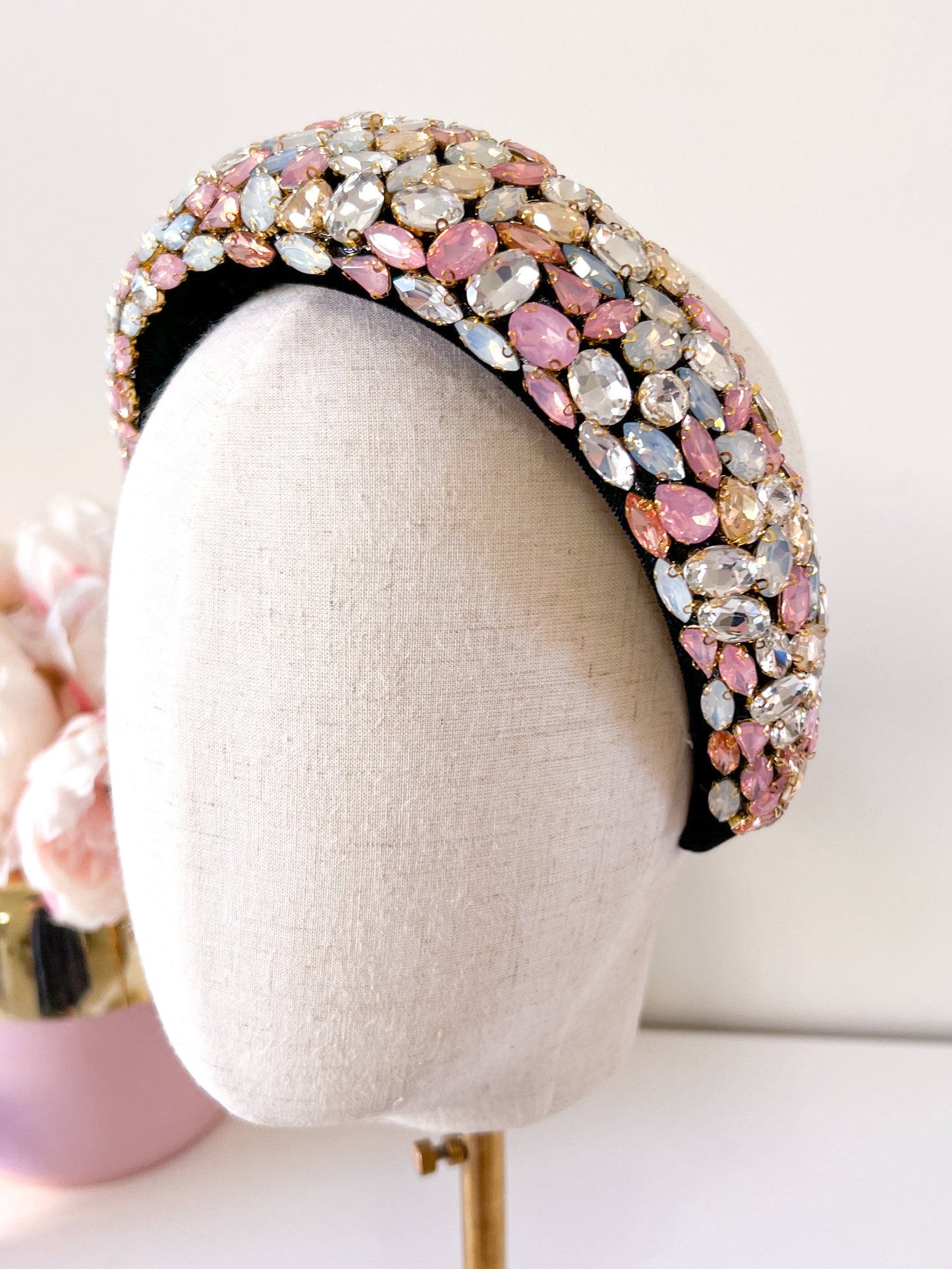 "Riley" Jewelled Headband - Pink
