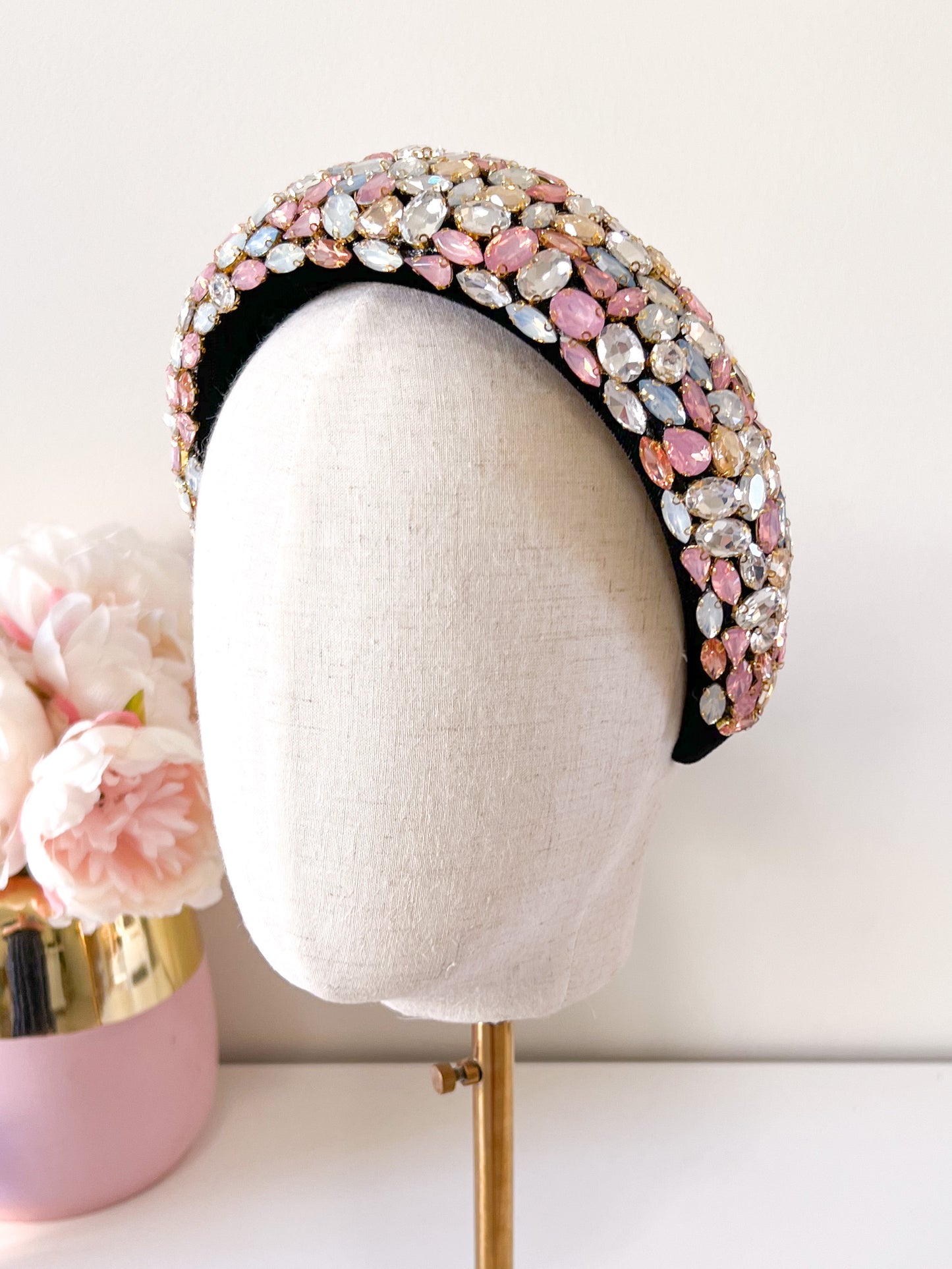 "Riley" Jewelled Headband - Pink