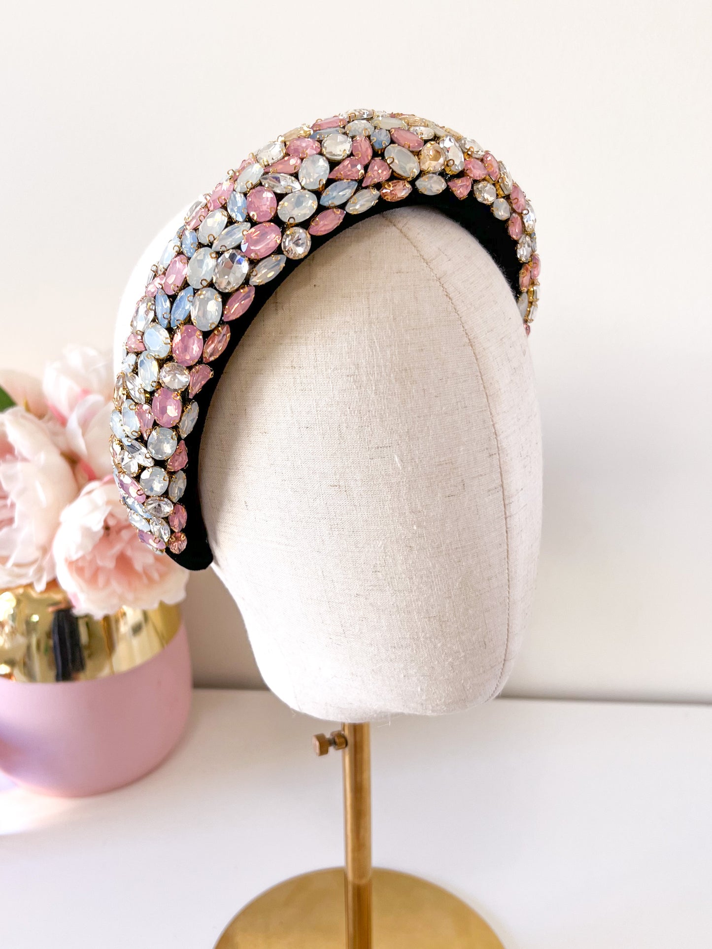 "Riley" Jewelled Headband - Pink