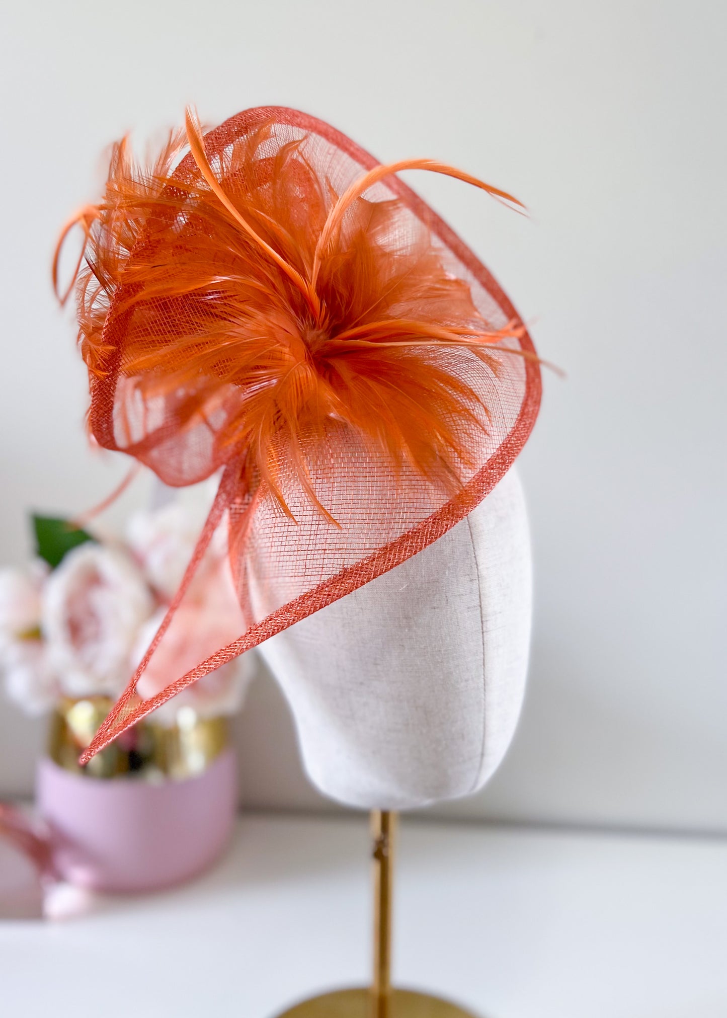 "Valerie" Rust Orange Fascinator