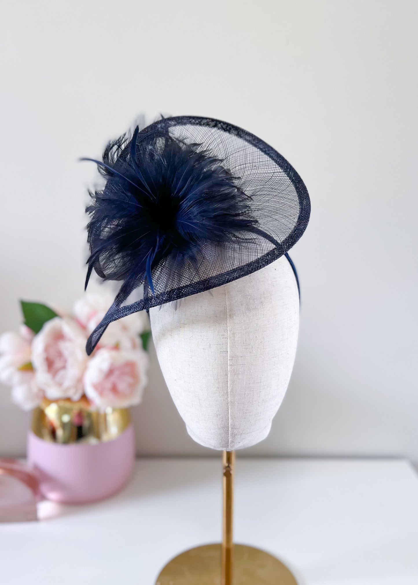 "Valerie" Navy Fascinator