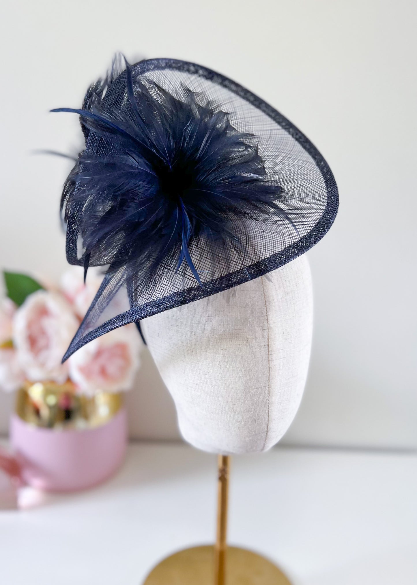 "Valerie" Navy Fascinator