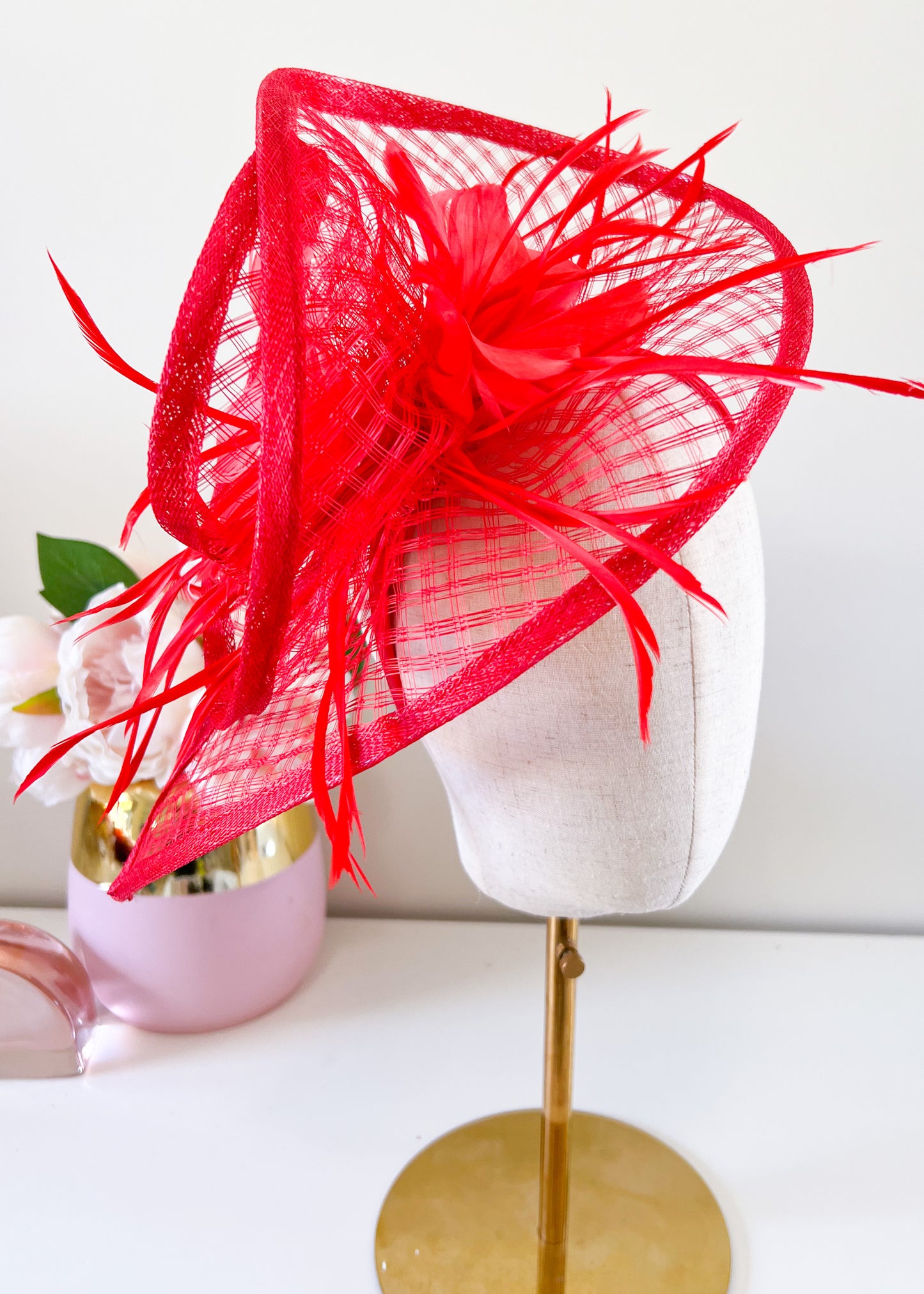 “Bella" Lattice Sinamay Red Fascinator