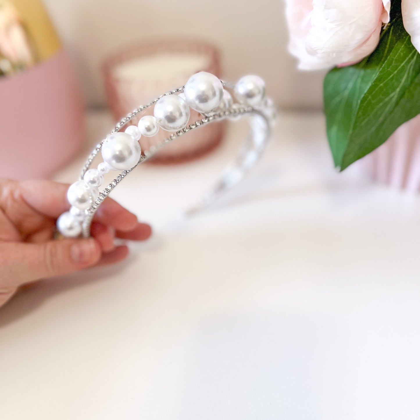 "Imogen" Pearl & Diamante Headband - Choose Colour