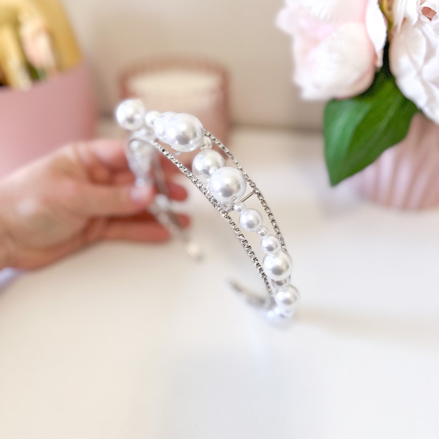"Imogen" Pearl & Diamante Headband - Choose Colour