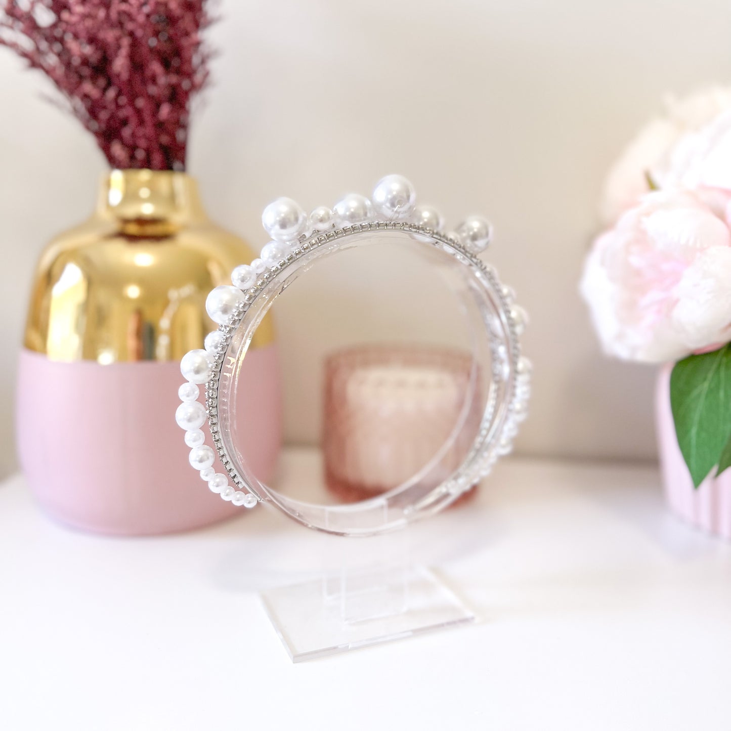 "Imogen" Pearl & Diamante Headband - Choose Colour