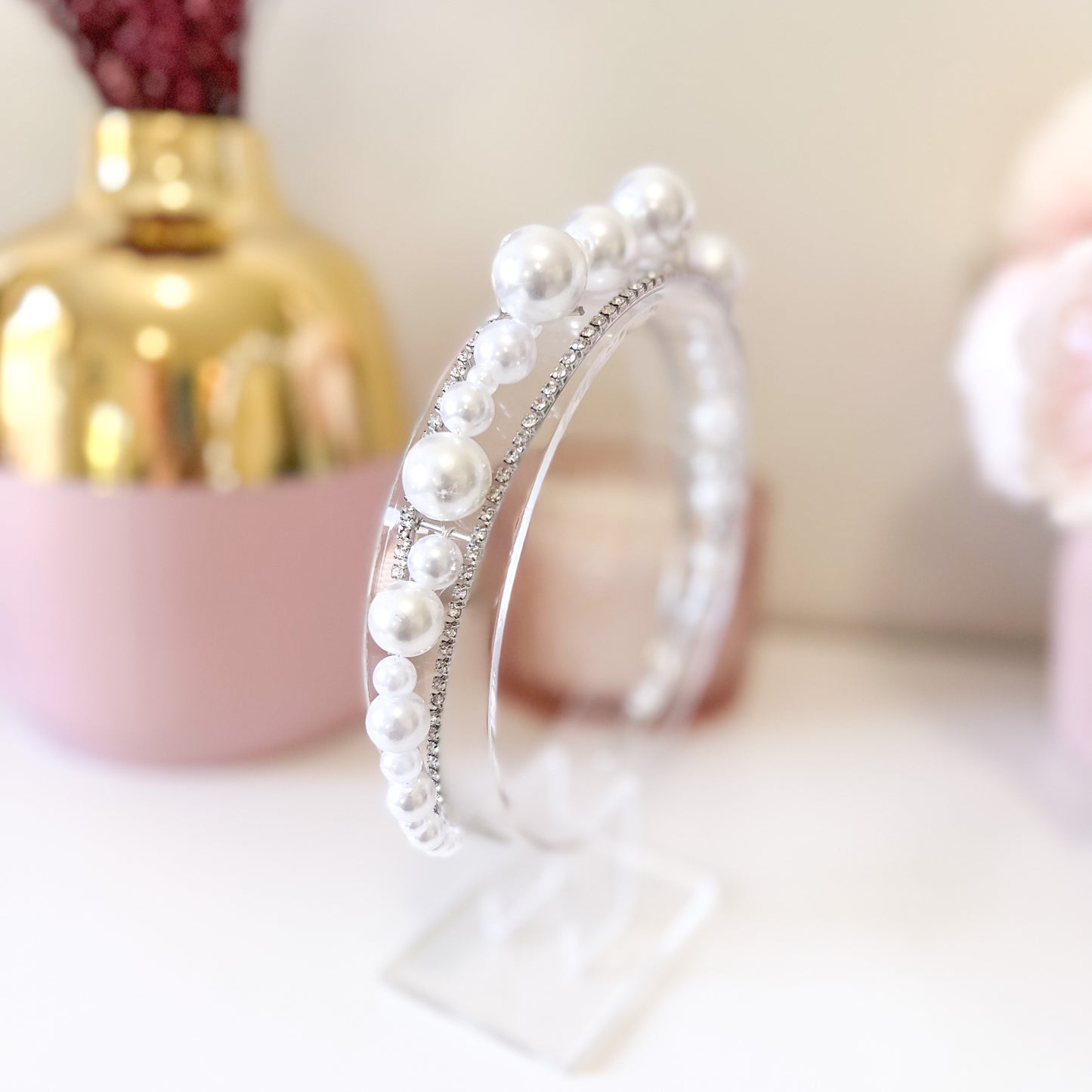 "Imogen" Pearl & Diamante Headband - Choose Colour