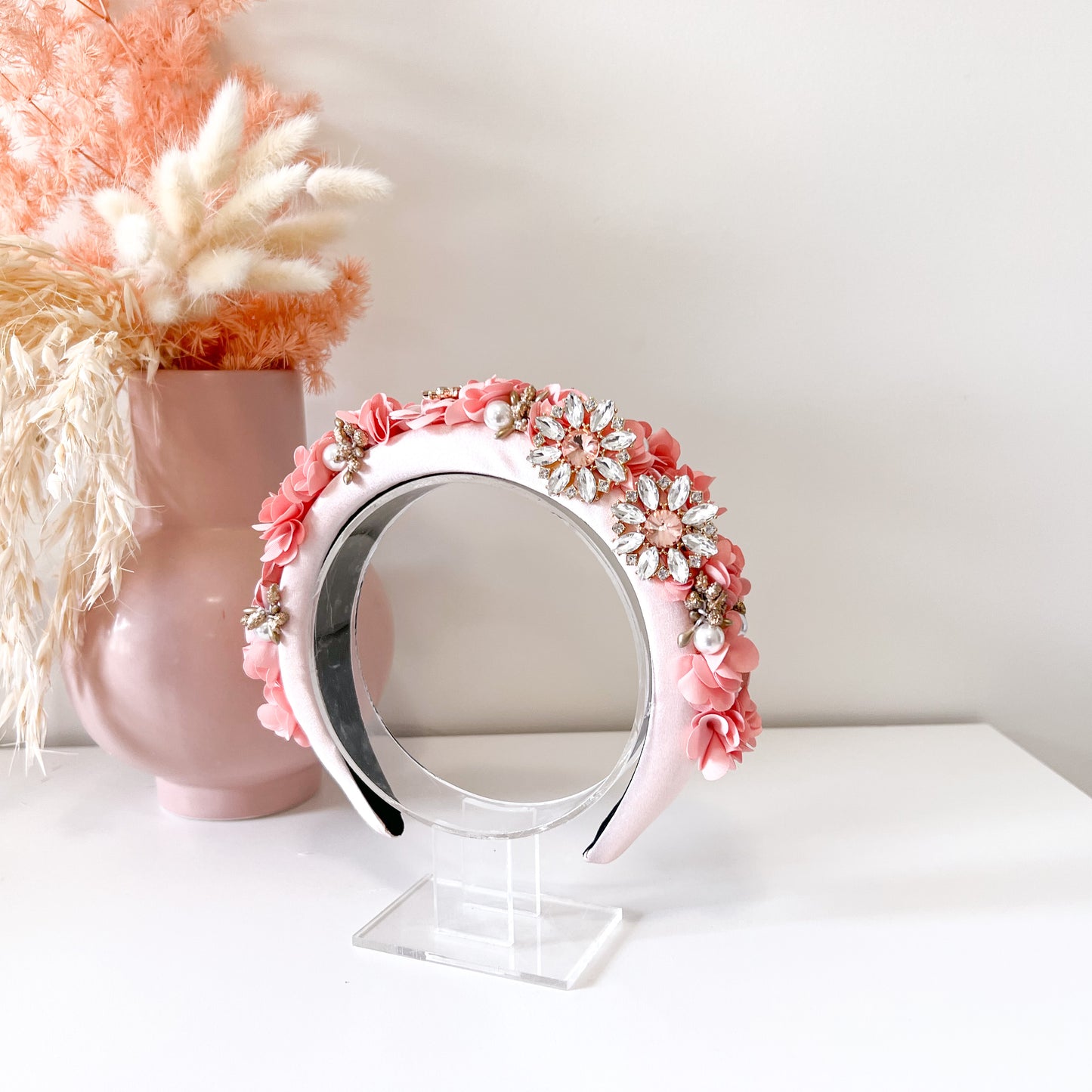 "Candice" Jewelled Headband - Pink