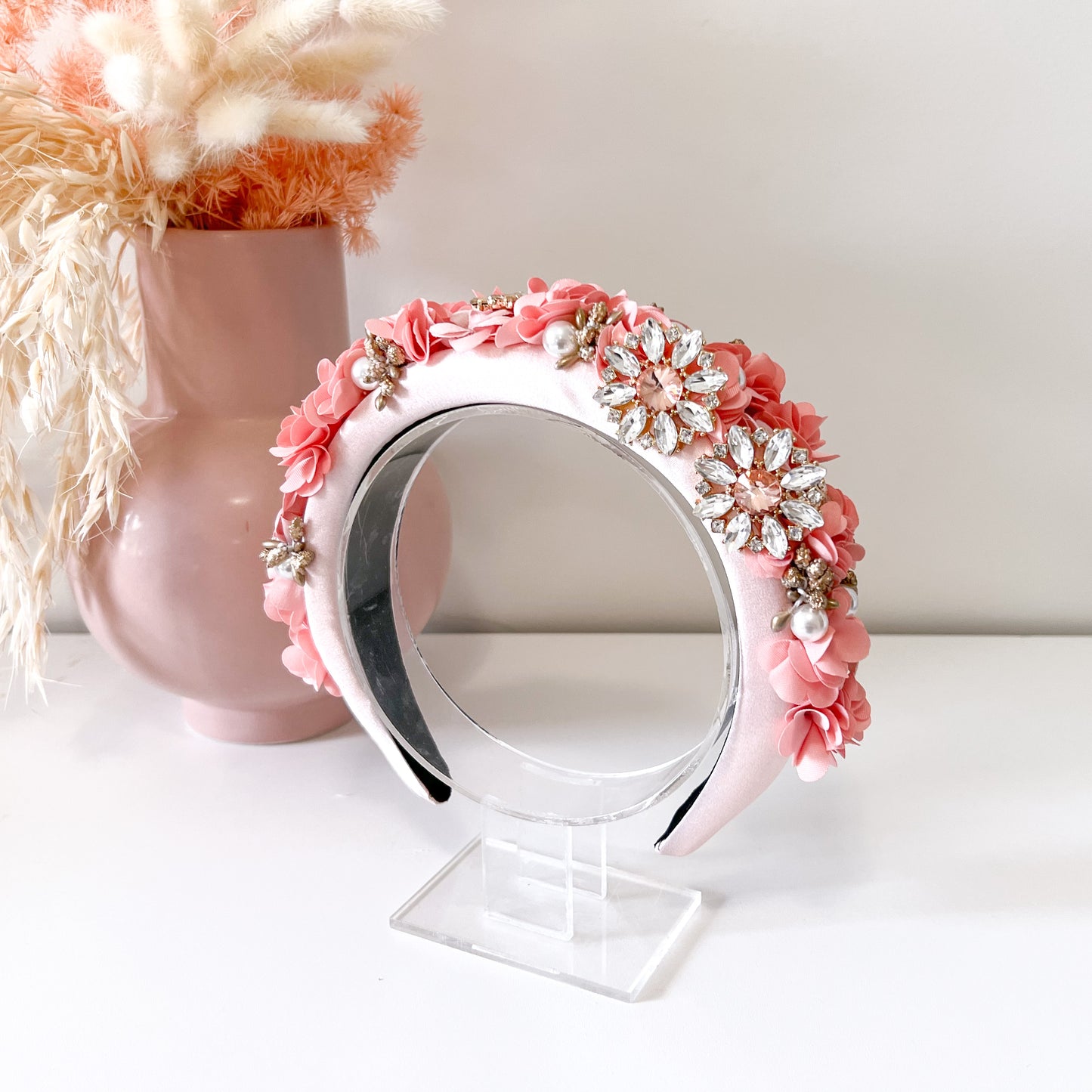 "Candice" Jewelled Headband - Pink