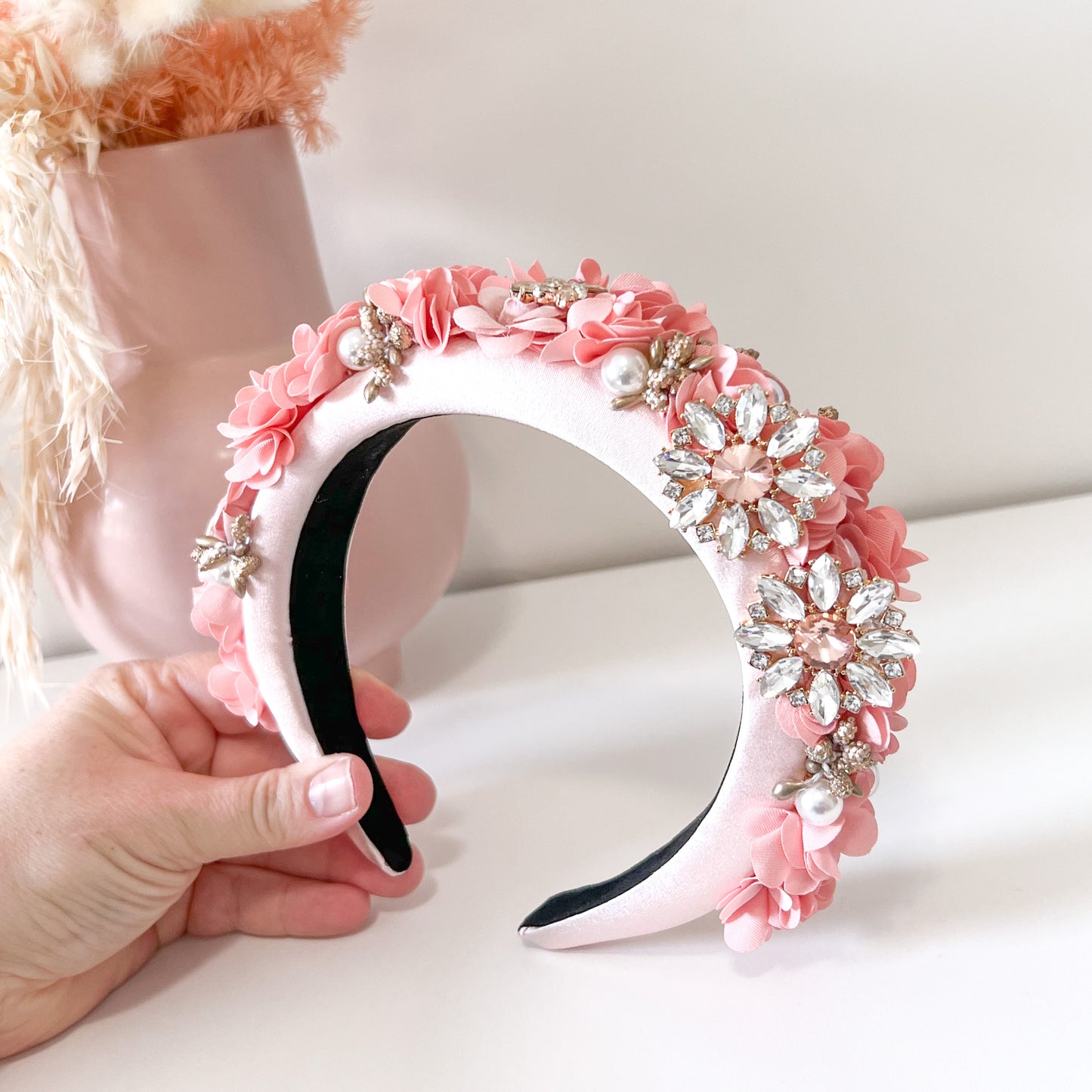 "Candice" Jewelled Headband - Pink
