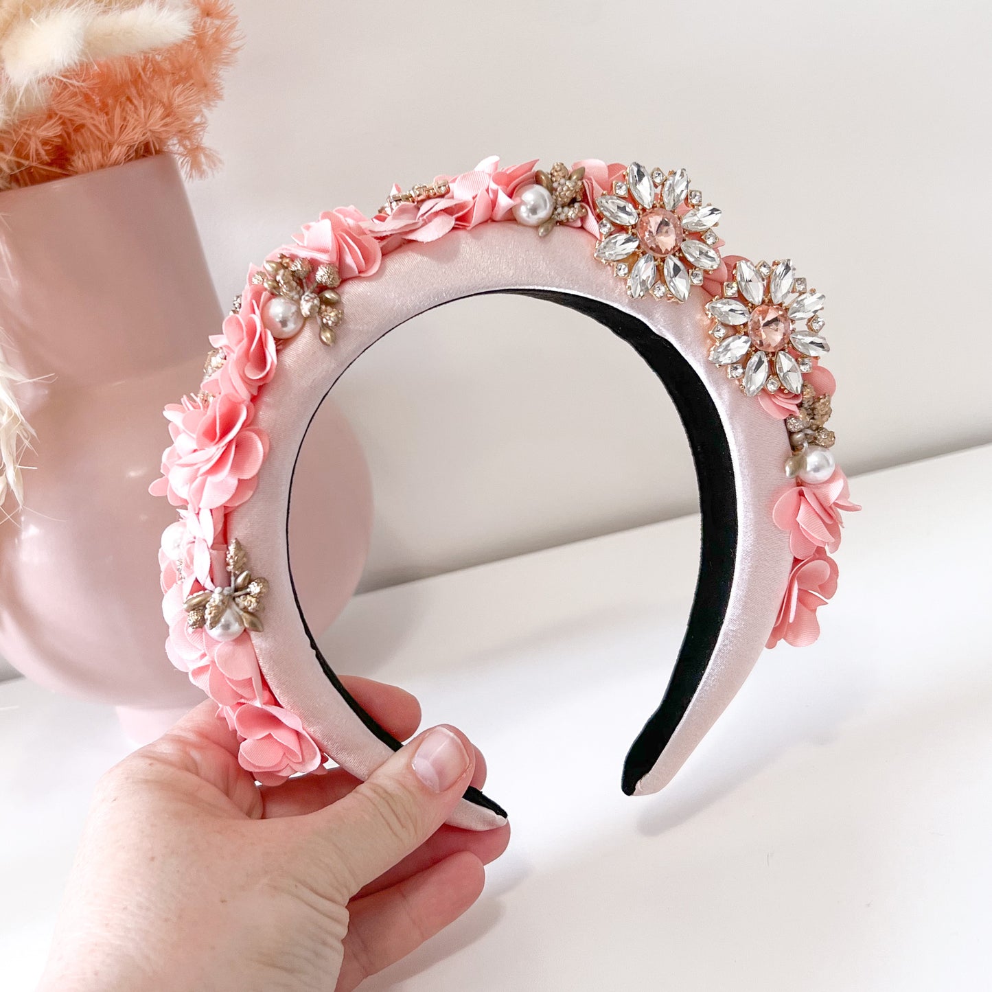 "Candice" Jewelled Headband - Pink