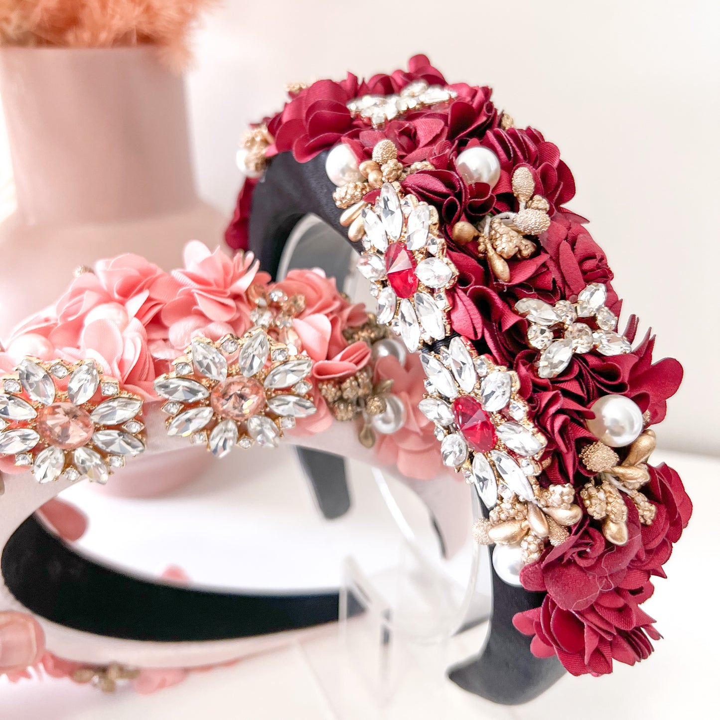 "Candice" Jewelled Headband - Pink