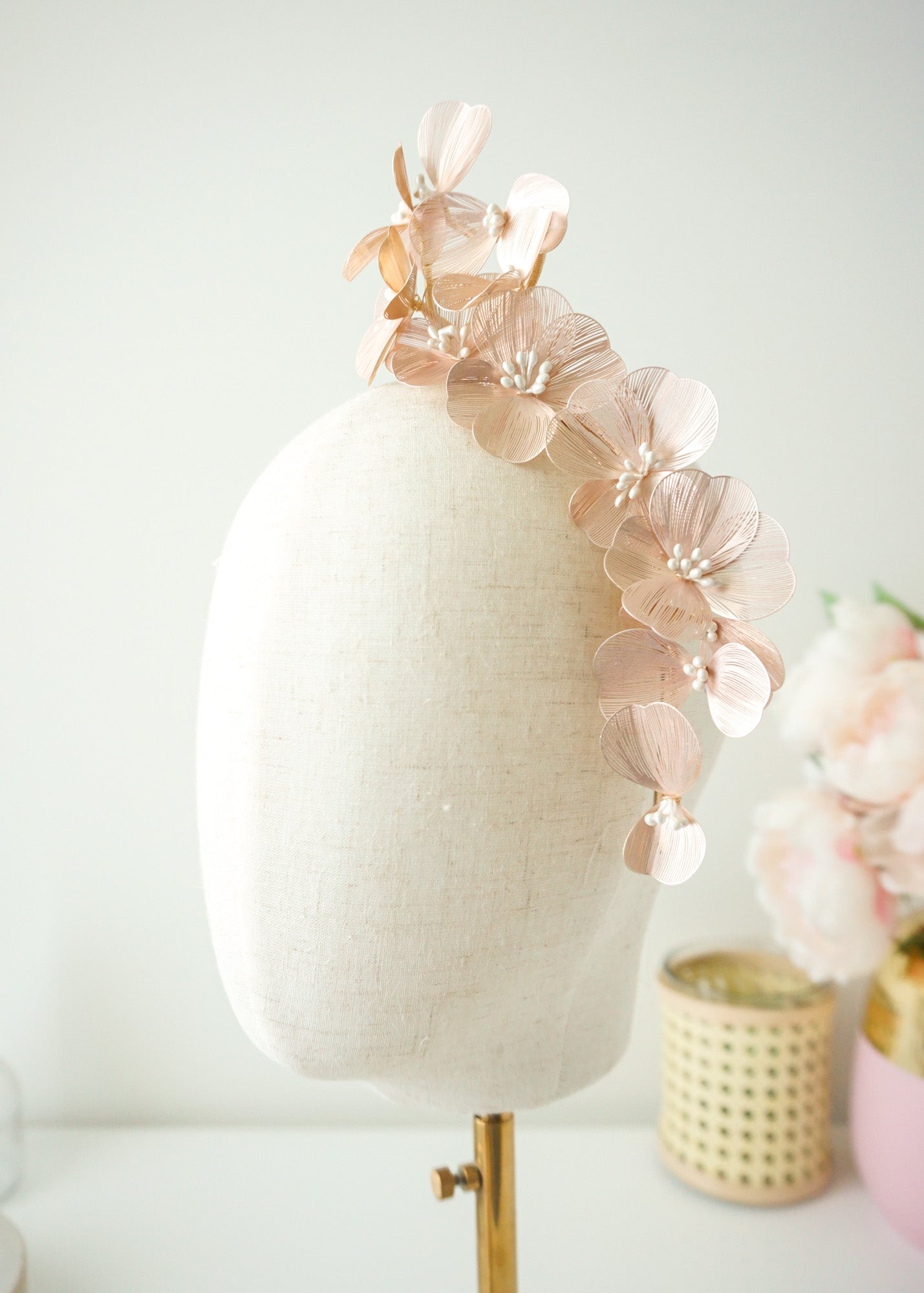 "Jasmine" Side Crown - Rose Gold