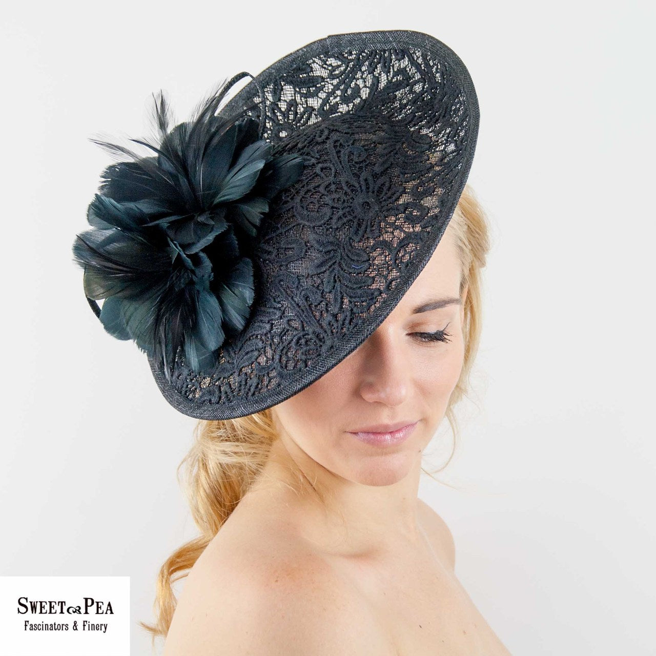 "Lisa" Black Lace Fascinator