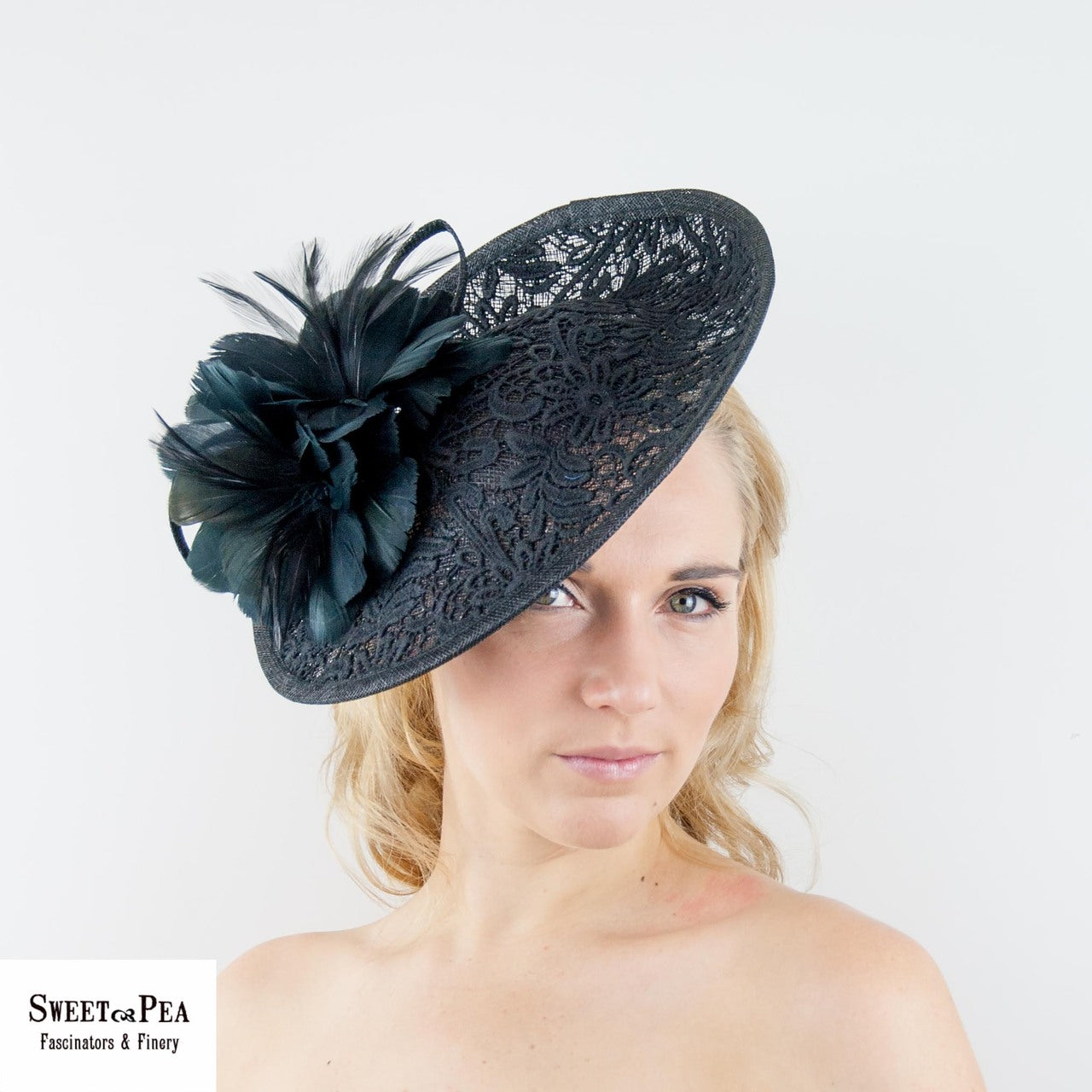 "Lisa" Black Lace Fascinator