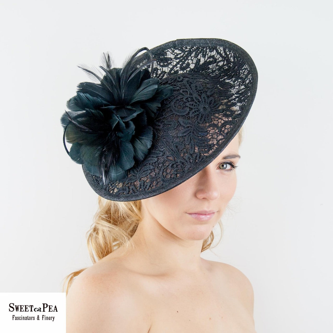 "Lisa" Black Lace Fascinator