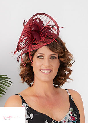 "Bella" Burgandy Fascinator