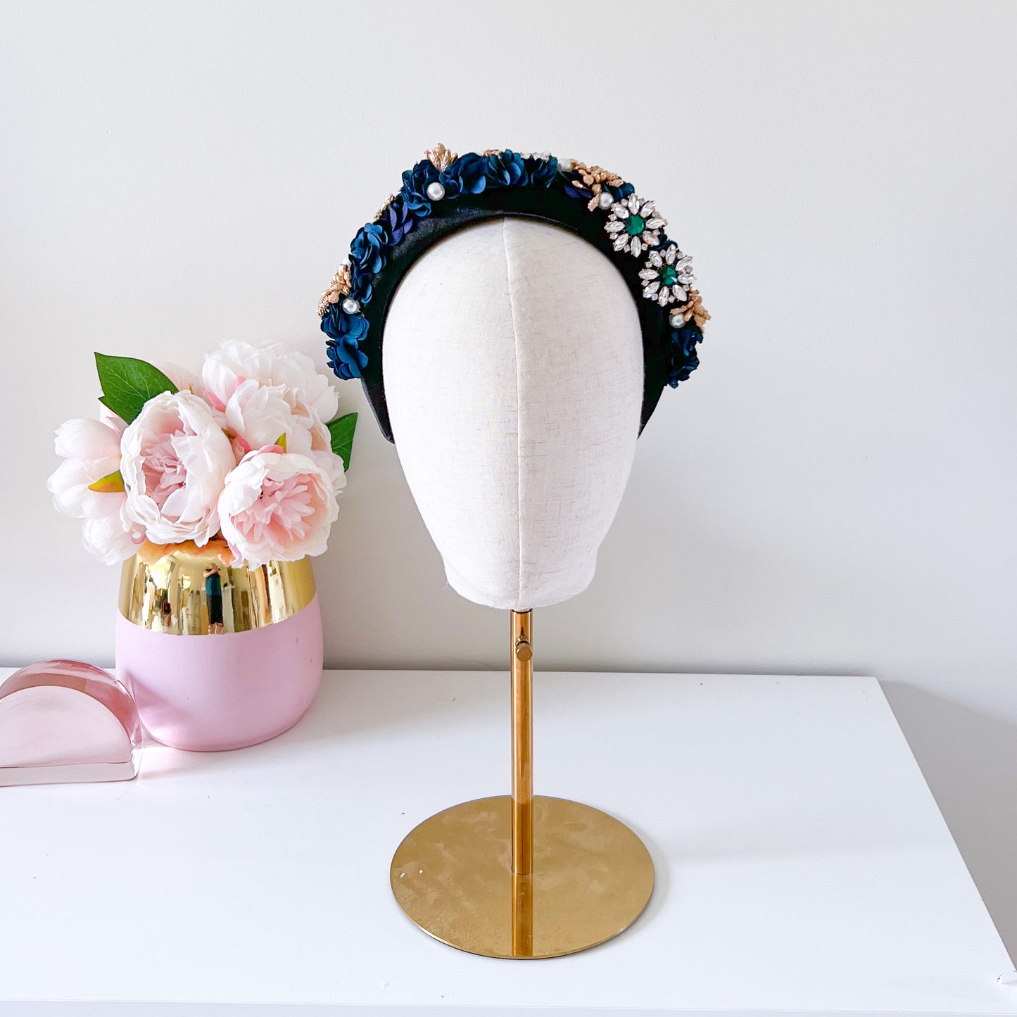 “Candice" Jewelled Headband - Deep Teale