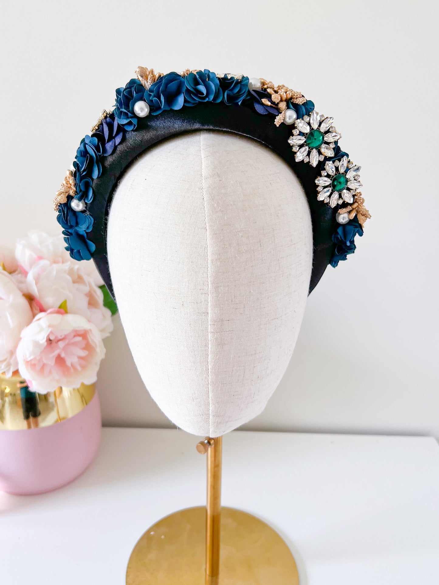 “Candice" Jewelled Headband - Deep Teale