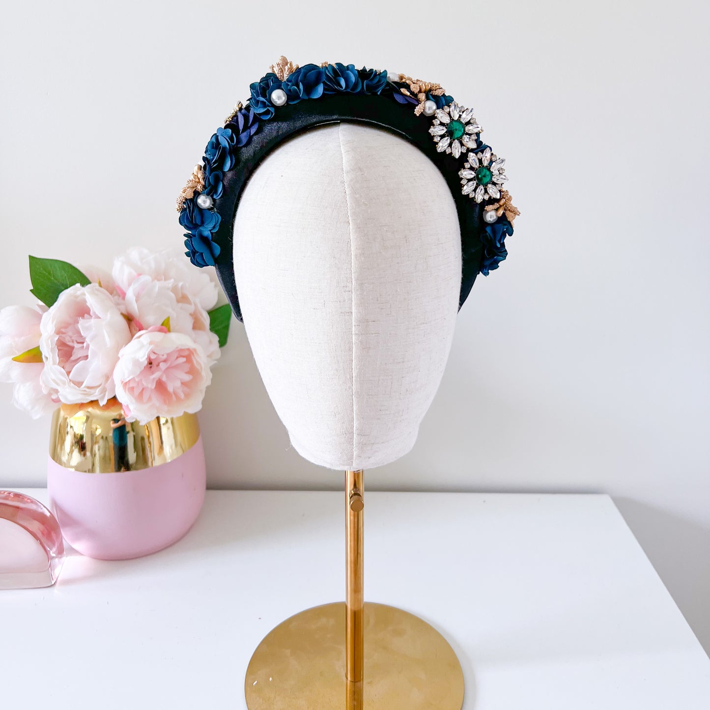 “Candice" Jewelled Headband - Deep Teale