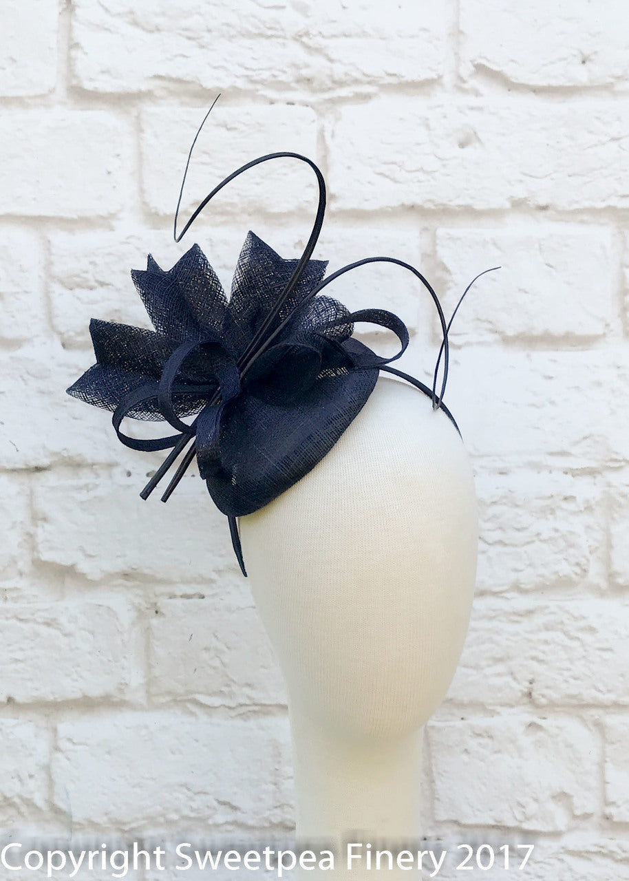 "Anna" Navy Blue Fascinator