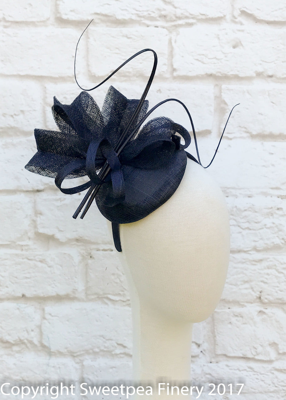 "Anna" Navy Blue Fascinator