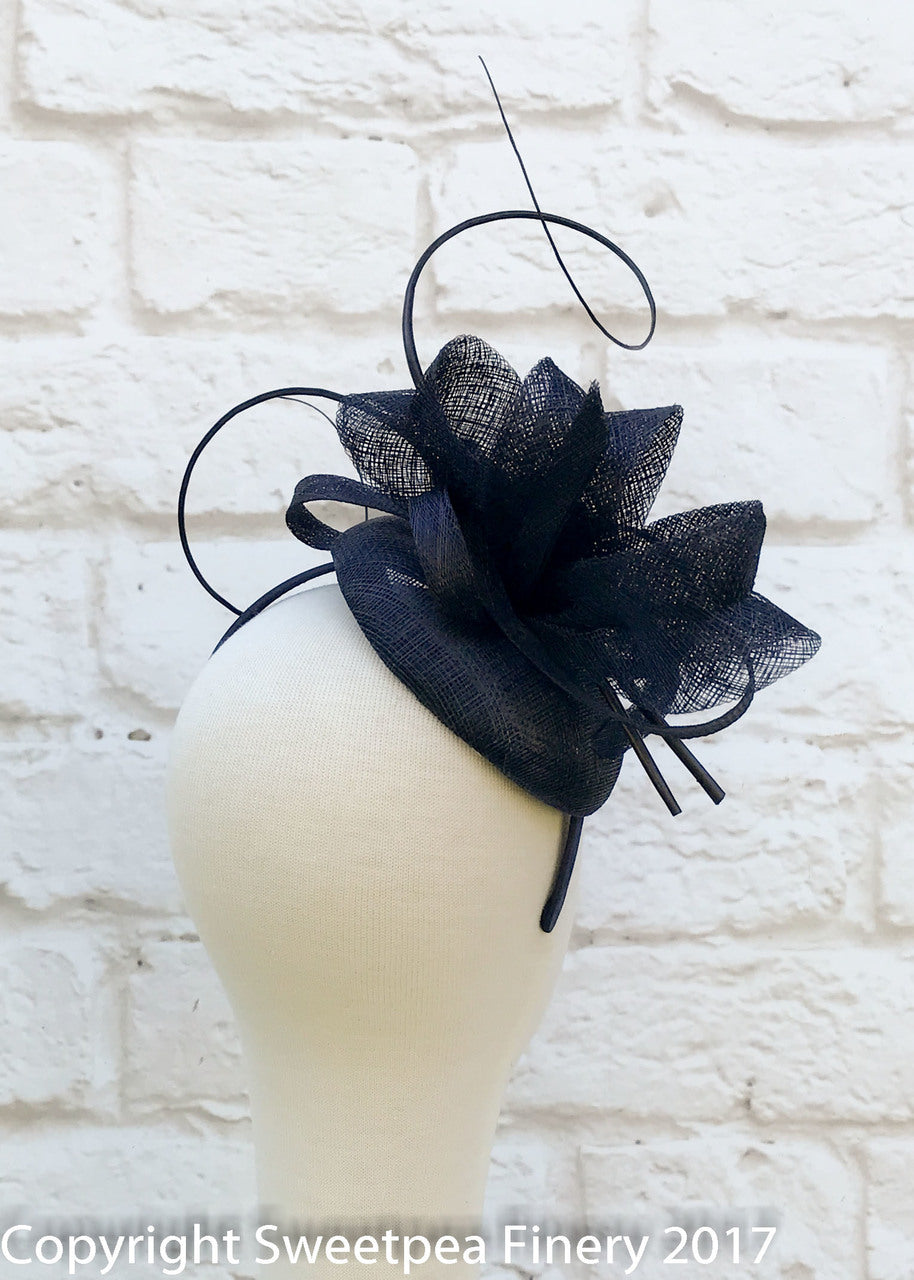 "Anna" Navy Blue Fascinator