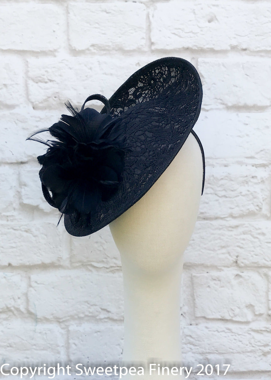 "Lisa" Black Lace Fascinator