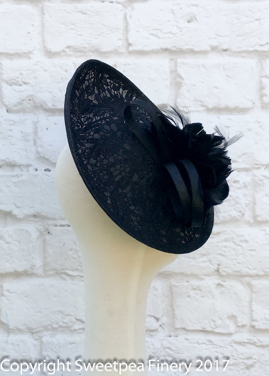"Lisa" Black Lace Fascinator