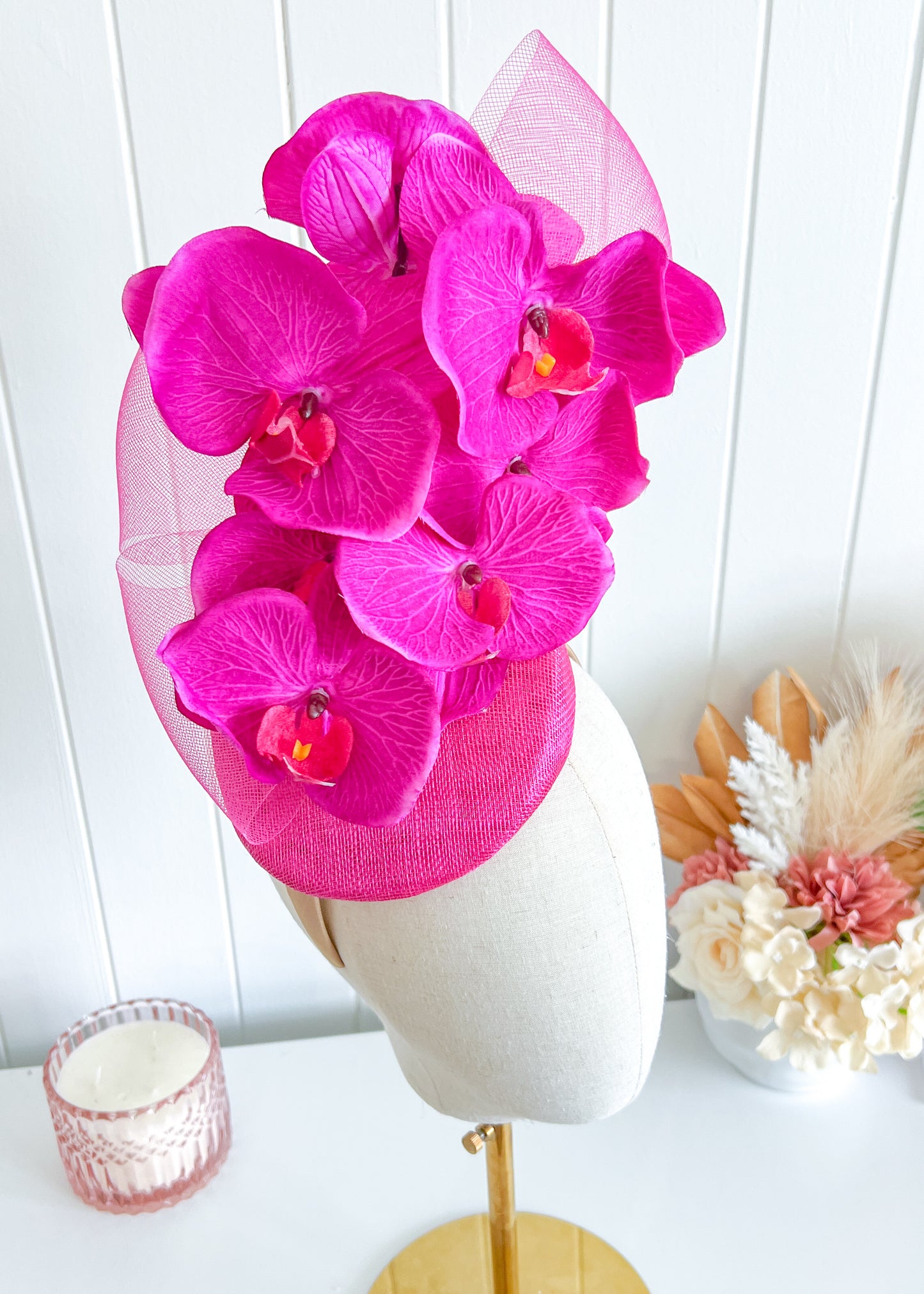 "Pricilla" Orchid Fascinator (Fuscia)