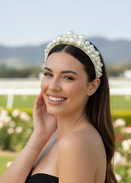 "Sandra" Pearl - White Headband