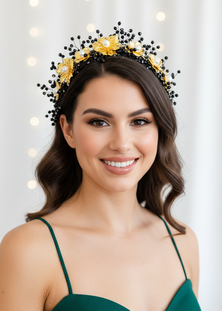 "Carinna" Black & Gold Crown