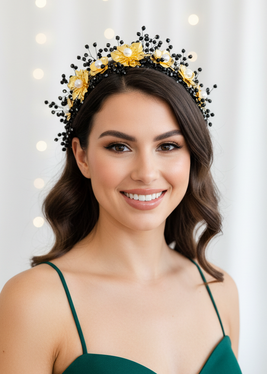 "Carinna" Black & Gold Crown