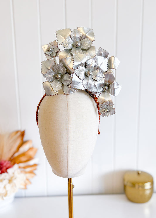 "Silver" Leather Fascinator